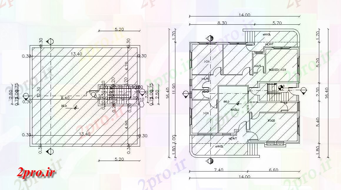 دانلود نقشه خانه های کوچک ، نگهبانی ، سازمانی - X 55 'پا اقامت ویلایی طرحی کار 14 در 16 متر (کد157102)