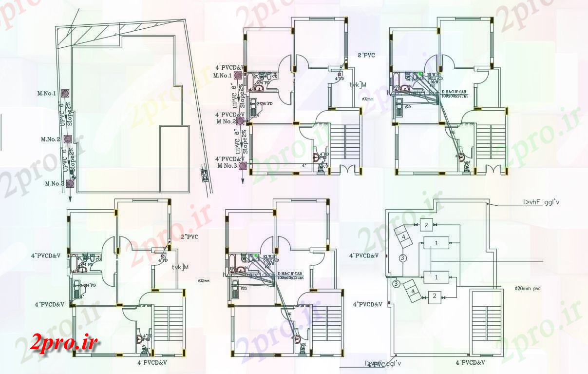 دانلود نقشه مسکونی ، ویلایی ، آپارتمان BHK خانه لوله کشی 8 در 12 متر (کد157119)