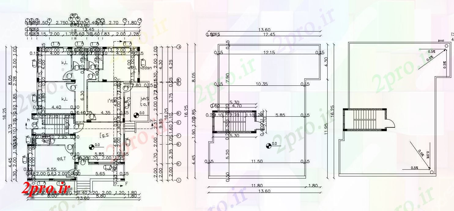 دانلود نقشه مسکونی ، ویلایی ، آپارتمان X 44 خانه طبقه با مرکز خط طرحی 13 در 16 متر (کد157123)