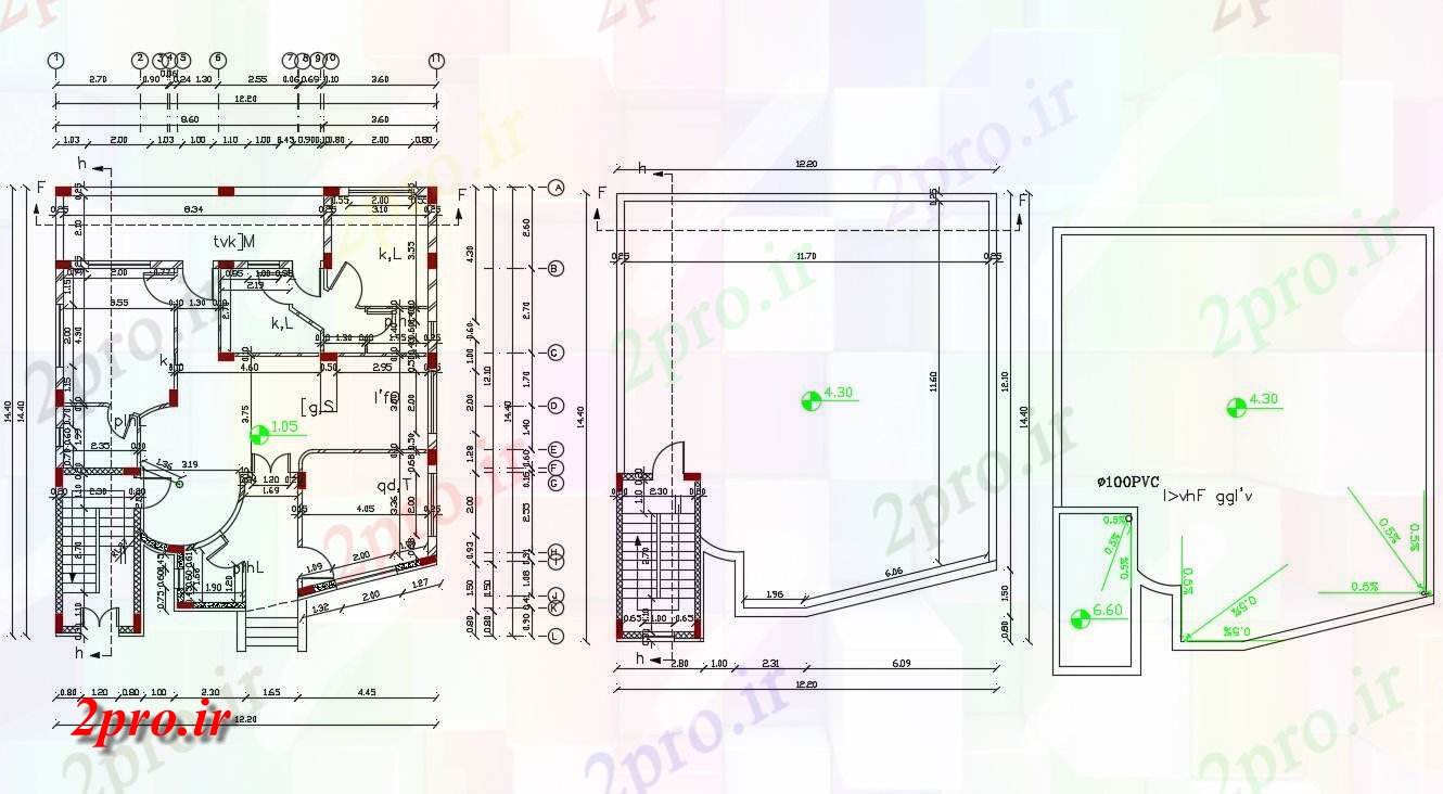 دانلود نقشه خانه های کوچک ، نگهبانی ، سازمانی - X 47 مدرن ویلایی طرحی 12 در 14 متر (کد157129)