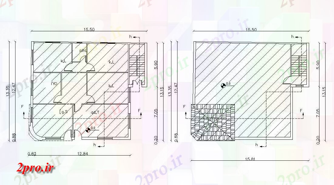 دانلود نقشه مسکونی ، ویلایی ، آپارتمان X 50 فوت 3 BHK خانه 13 در 15 متر (کد157138)