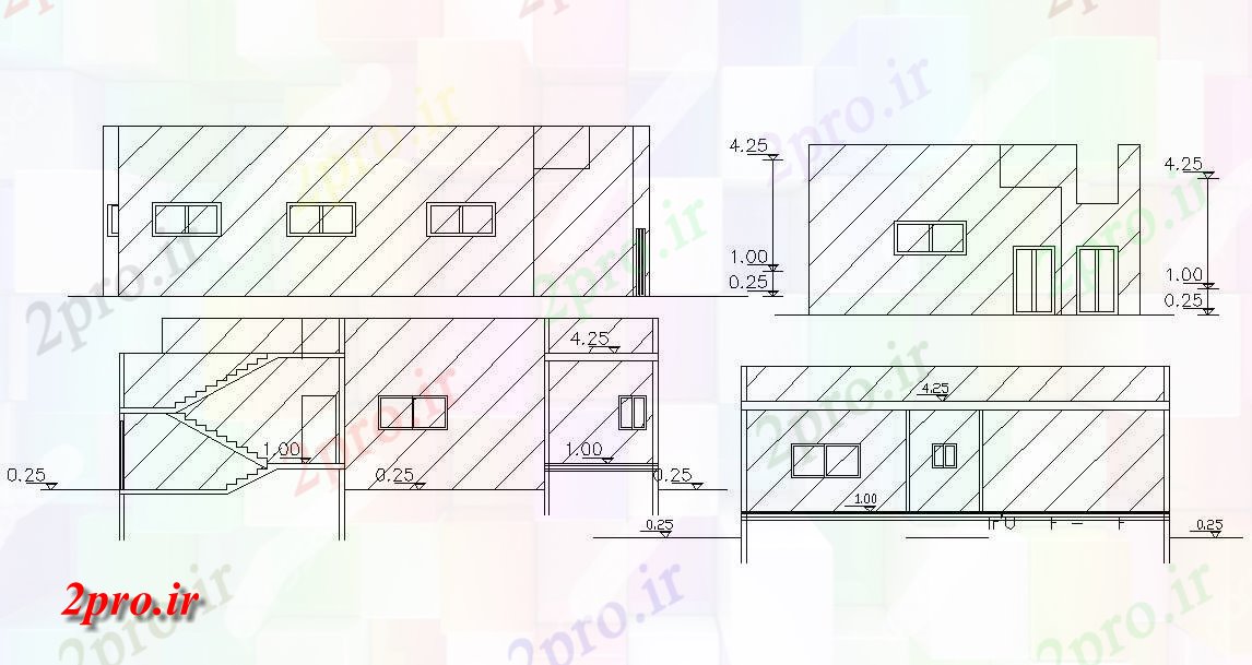 دانلود نقشه مسکونی  ، ویلایی ، آپارتمان  فوت مربع ساختمان خانه (کد157144)