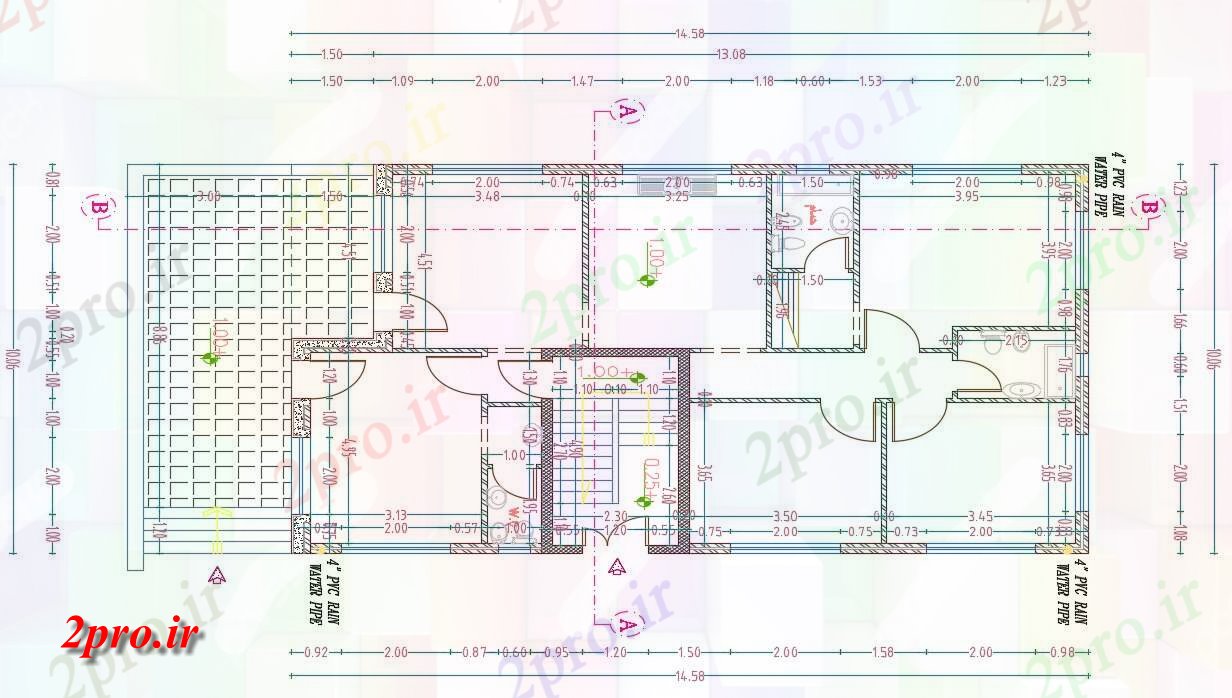 دانلود نقشه مسکونی ، ویلایی ، آپارتمان X 48 فوت 3 BHK خانه 10 در 14 متر (کد157162)