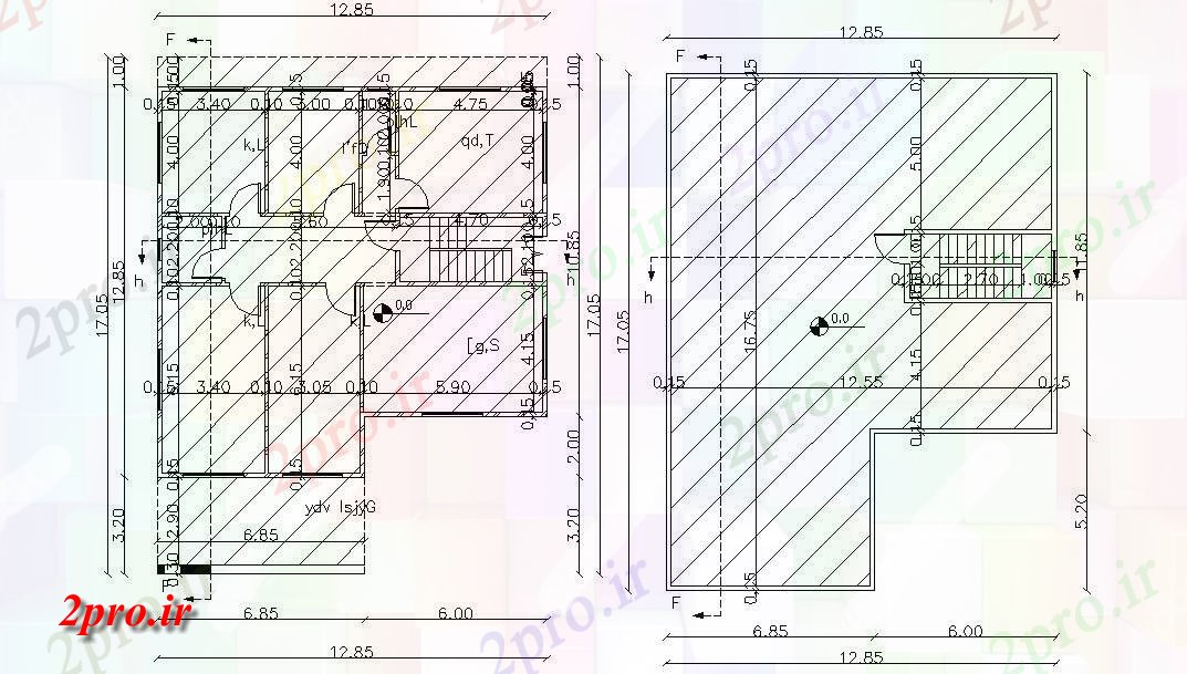 دانلود نقشه مسکونی ، ویلایی ، آپارتمان X 55 3 BHK خانه طرحی 12 در 17 متر (کد157163)