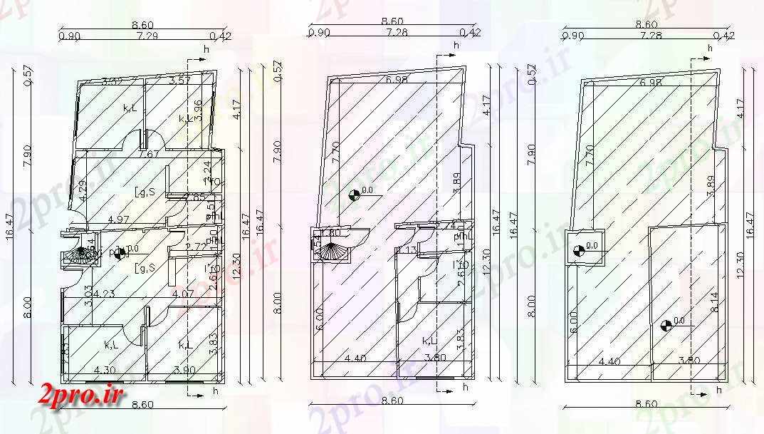 دانلود نقشه مسکونی ، ویلایی ، آپارتمان X 54 خانه طرحی طبقه اتوکد 8 در 16 متر (کد157164)