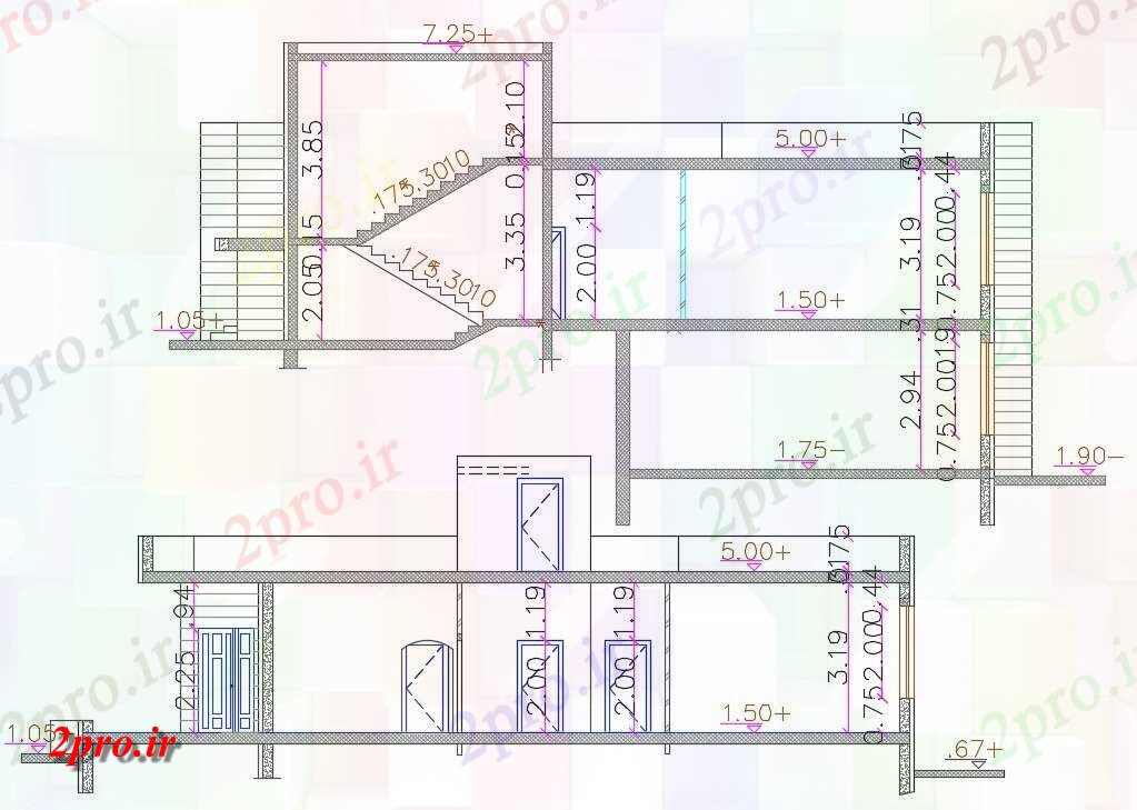 دانلود نقشه مسکونی  ، ویلایی ، آپارتمان  مسکن اتوکد بخش نشیمن  (کد157178)