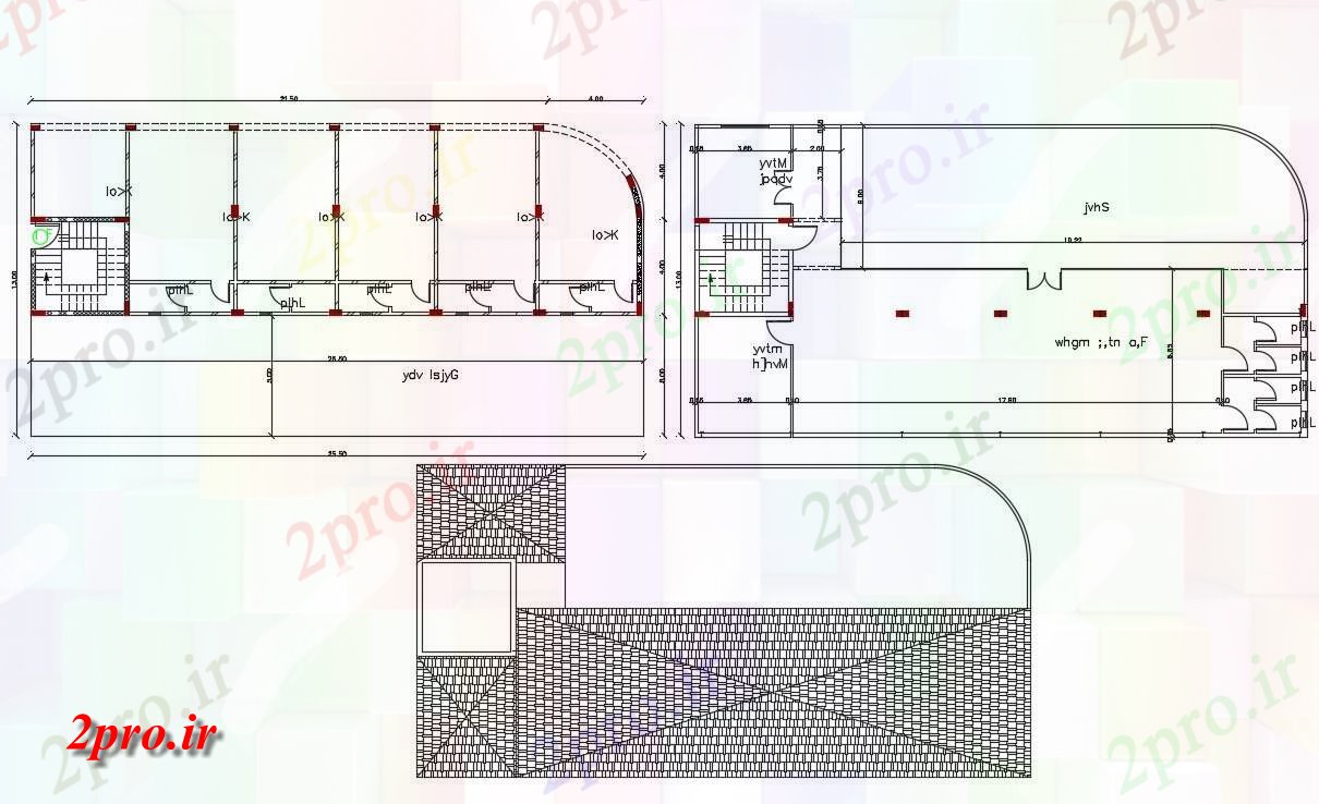 دانلود نقشه ساختمان اداری - تجاری - صنعتی X 70 فوت فروشگاه تجاری طرحی طبقه 13 در 22 متر (کد157180)