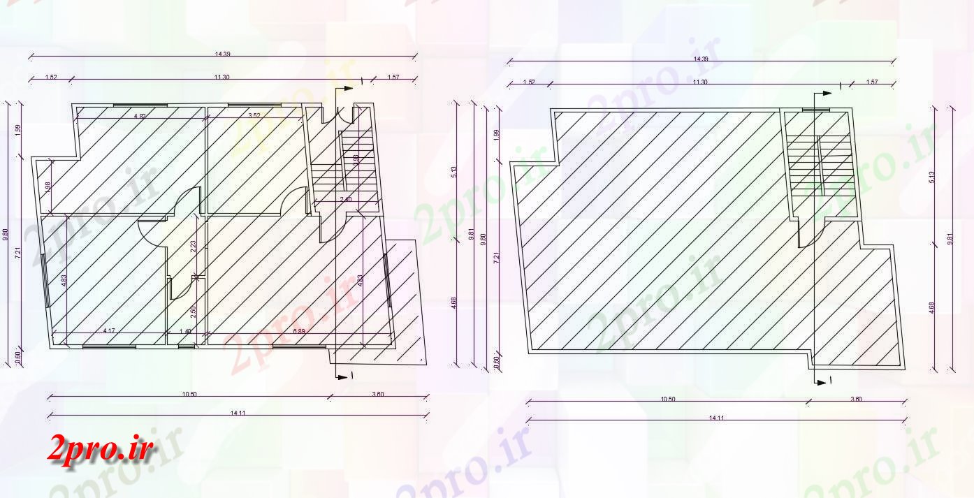 دانلود نقشه مسکونی ، ویلایی ، آپارتمان تا 47 پا خانه طرحی 9 در 14 متر (کد157182)