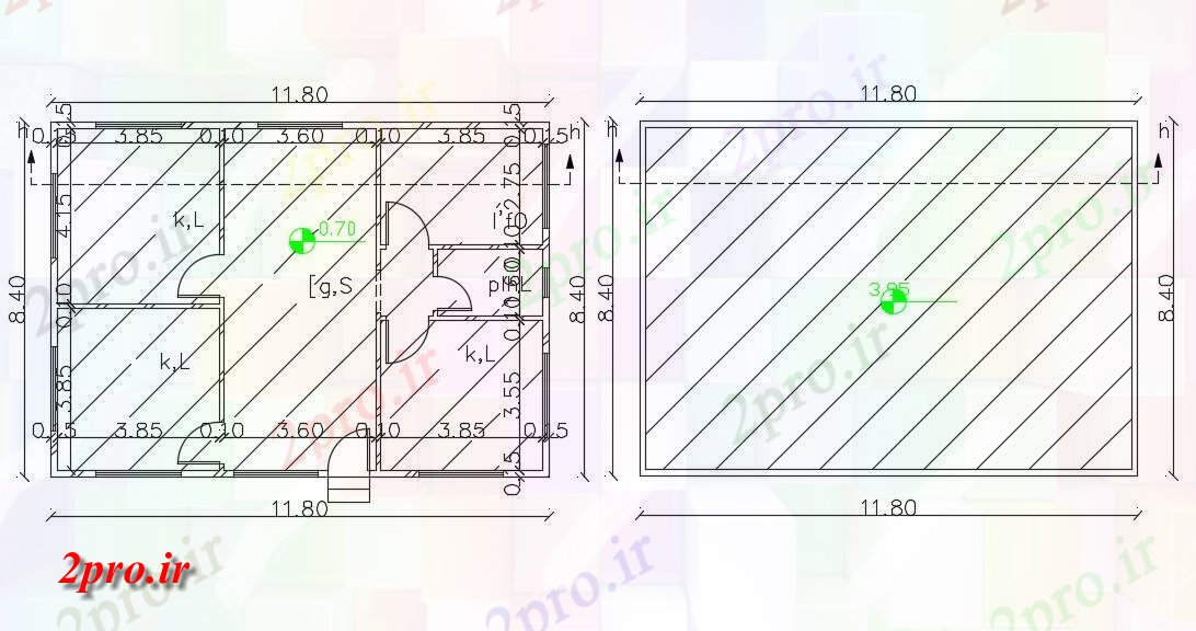 دانلود نقشه مسکونی ، ویلایی ، آپارتمان اتاق خواب خانه طرحی 8 در 11 متر (کد157185)