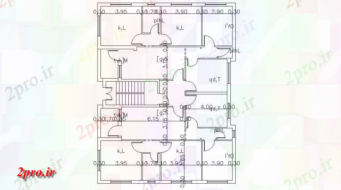 دانلود نقشه مسکونی  ، ویلایی ، آپارتمان  BHK آپارتمان   نمونه طرحی طبقه  (کد157190)