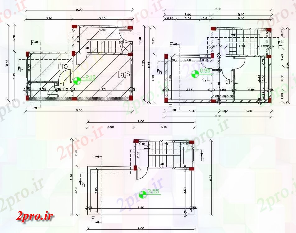 دانلود نقشه مسکونی ، ویلایی ، آپارتمان X 30 خانه کوچک 6 در 9 متر (کد157191)