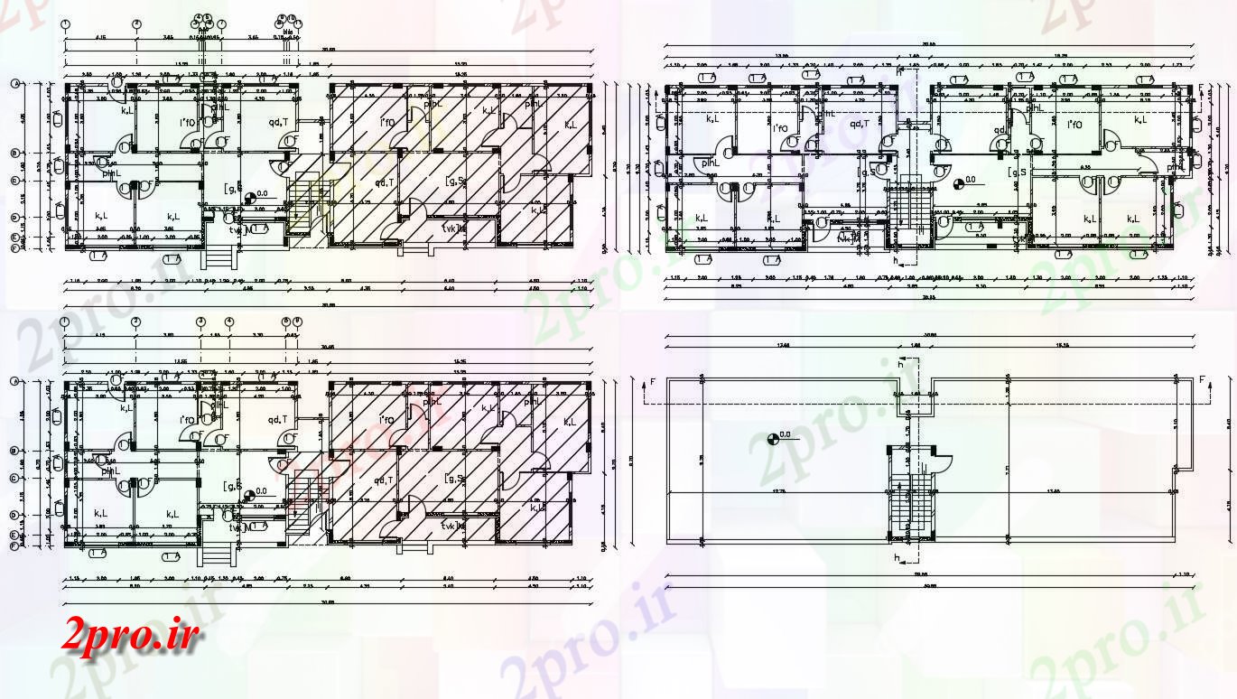 دانلود نقشه مسکونی ، ویلایی ، آپارتمان BHK آپارتمان طرحی خانه 9 در 30 متر (کد157198)