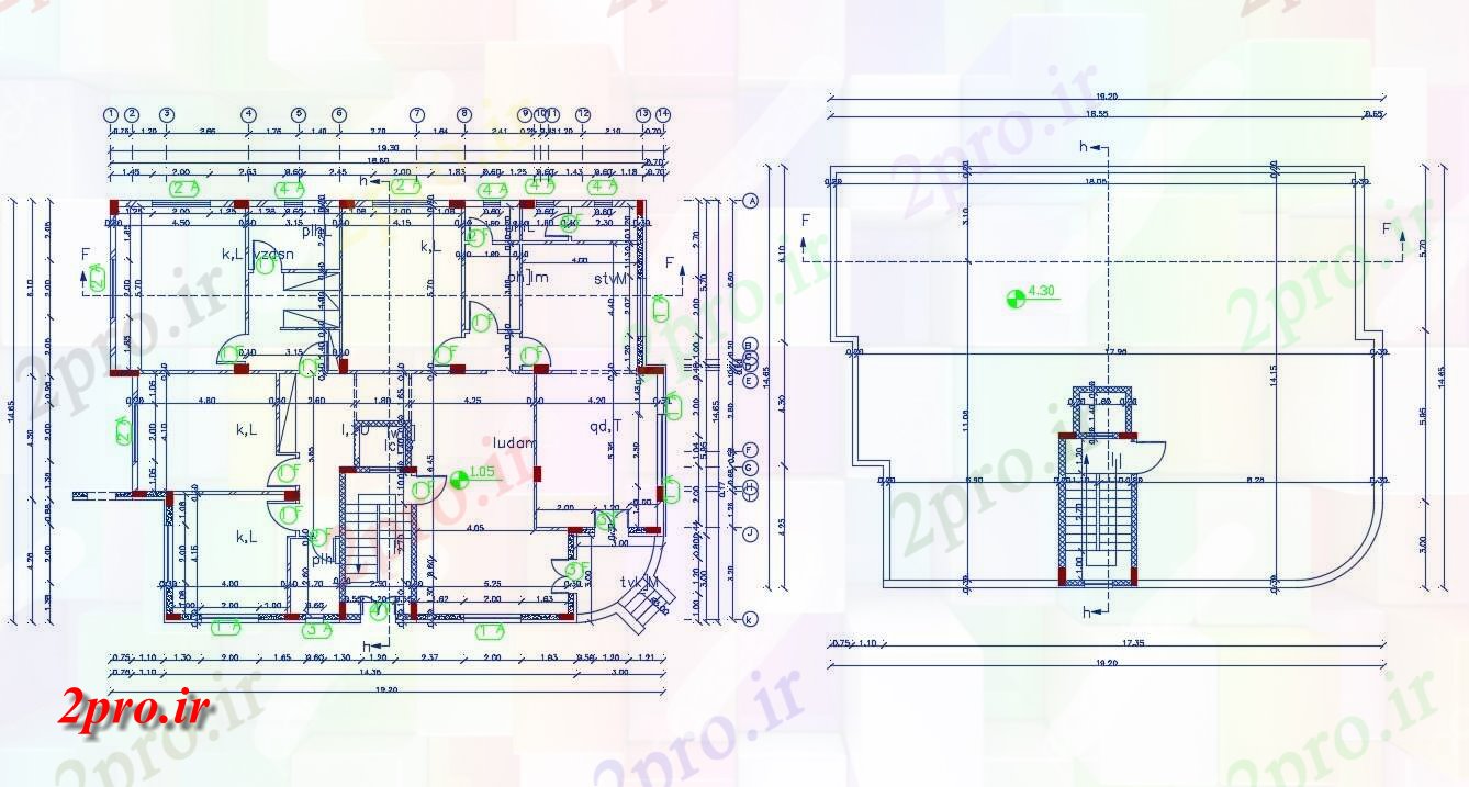 دانلود نقشه خانه های کوچک ، نگهبانی ، سازمانی - اسراف ویلایی طرحی 14 در 19 متر (کد157207)