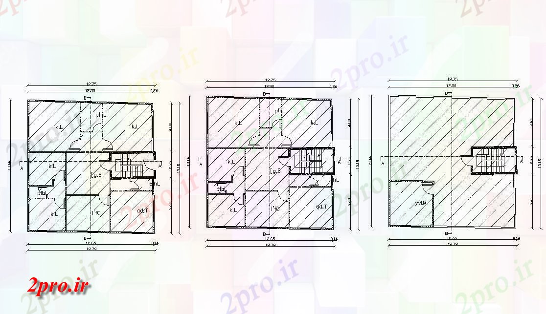 دانلود نقشه مسکونی ، ویلایی ، آپارتمان X 43 خانه 4 BHK 12 در 13 متر (کد157240)