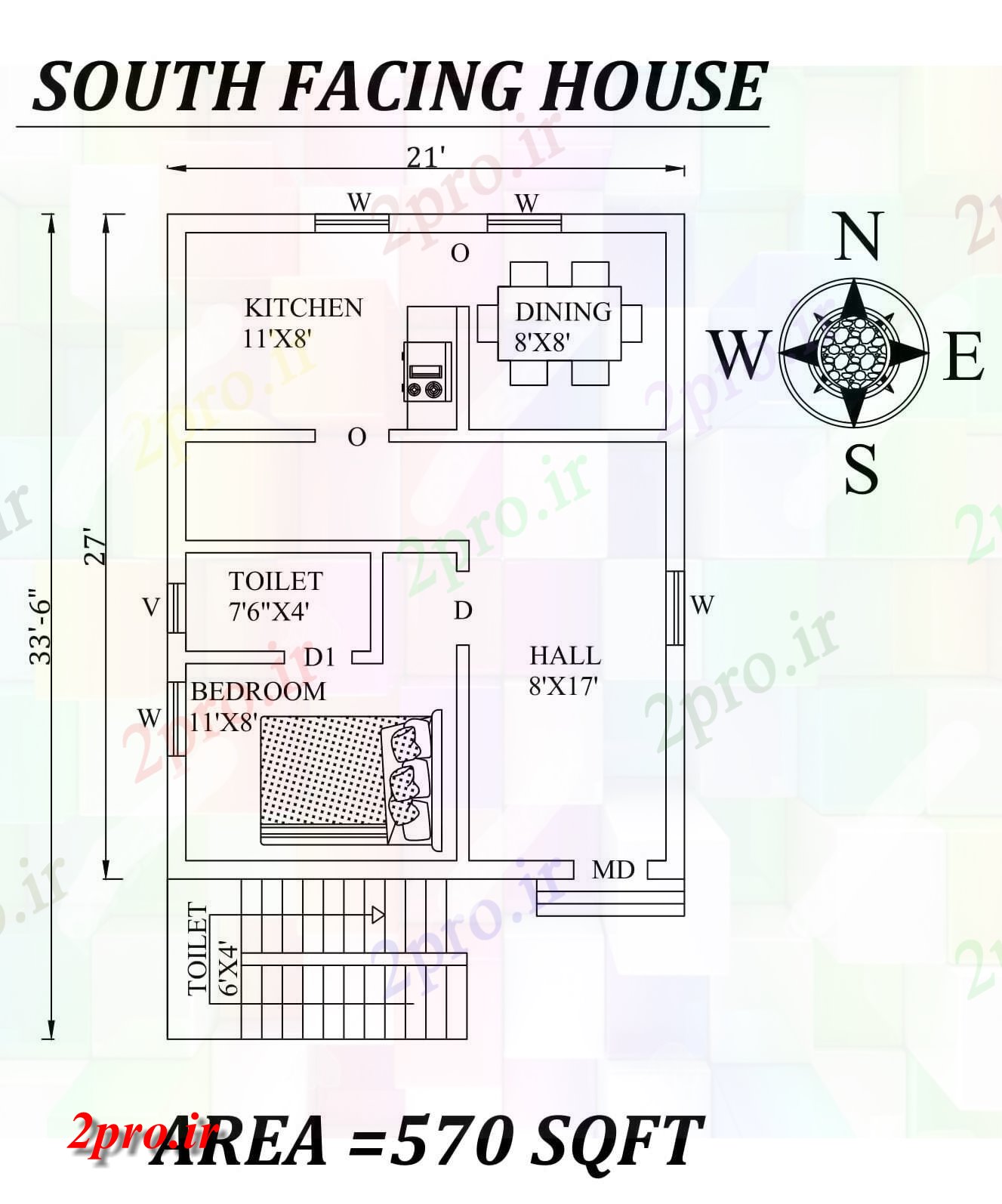 دانلود نقشه مسکونی ، ویلایی ، آپارتمان x33'6 شمالی خانه طرحی به عنوان در هر Vastu Shastra هستند، اتوکد اطلاعات 6 در 7 متر (کد157242)