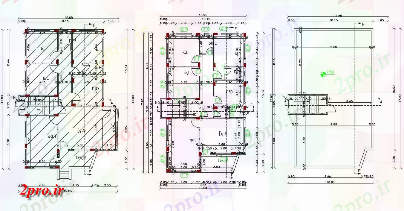 دانلود نقشه مسکونی ، ویلایی ، آپارتمان X 58 'اتوکد خانه (270 میدان YD) 12 در 17 متر (کد157249)