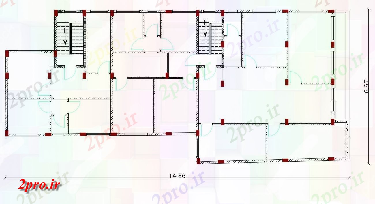 دانلود نقشه مسکونی  ، ویلایی ، آپارتمان  X 48 'آپارتمان خانه (کد157253)