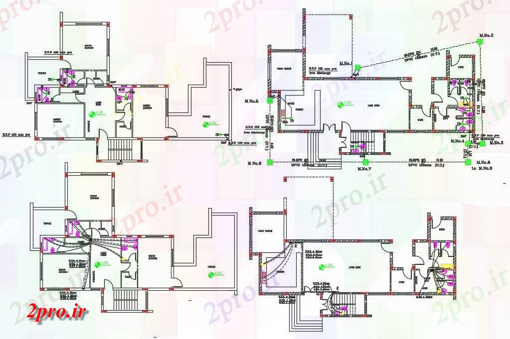 دانلود نقشه هتل - رستوران - اقامتگاه BHK خانه لوله کشی طراحی نشیمن 15 در 24 متر (کد157265)