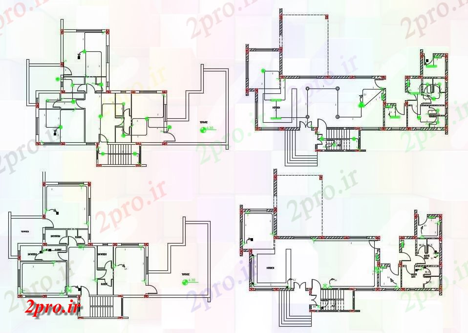 دانلود نقشه مسکونی ، ویلایی ، آپارتمان BHK خانه طرحی سیم کشی برق چیدمان 13 در 24 متر (کد157266)