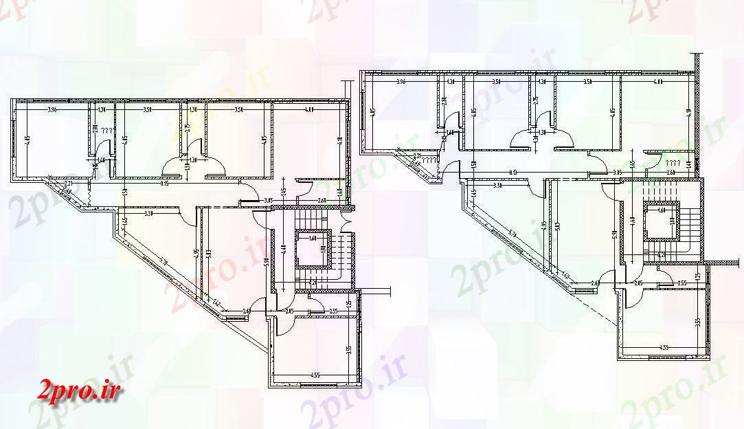 دانلود نقشه ساختمان اداری - تجاری - صنعتی اتوکد دفتر طرحی طبقه 16 در 19 متر (کد157293)
