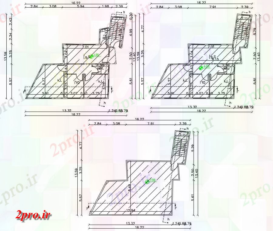 دانلود نقشه مسکونی ، ویلایی ، آپارتمان X 53 فوت 2 BHK خانه طرحی نشیمن 13 در 16 متر (کد157301)