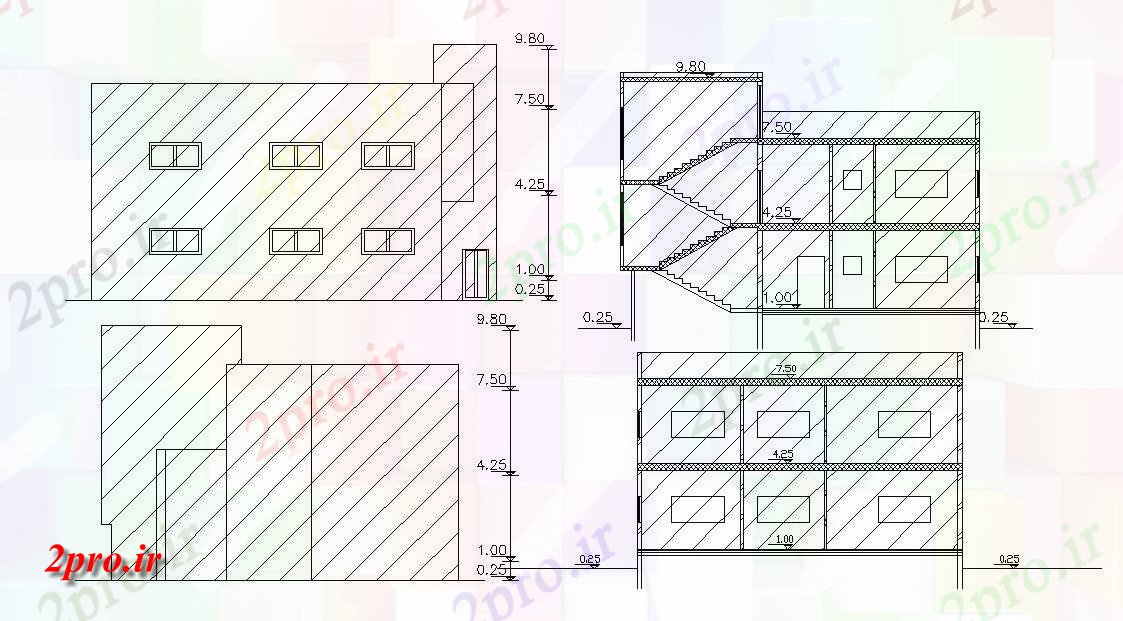 دانلود نقشه مسکونی  ، ویلایی ، آپارتمان  G + 1 ساختمان مسکونی   (کد157303)