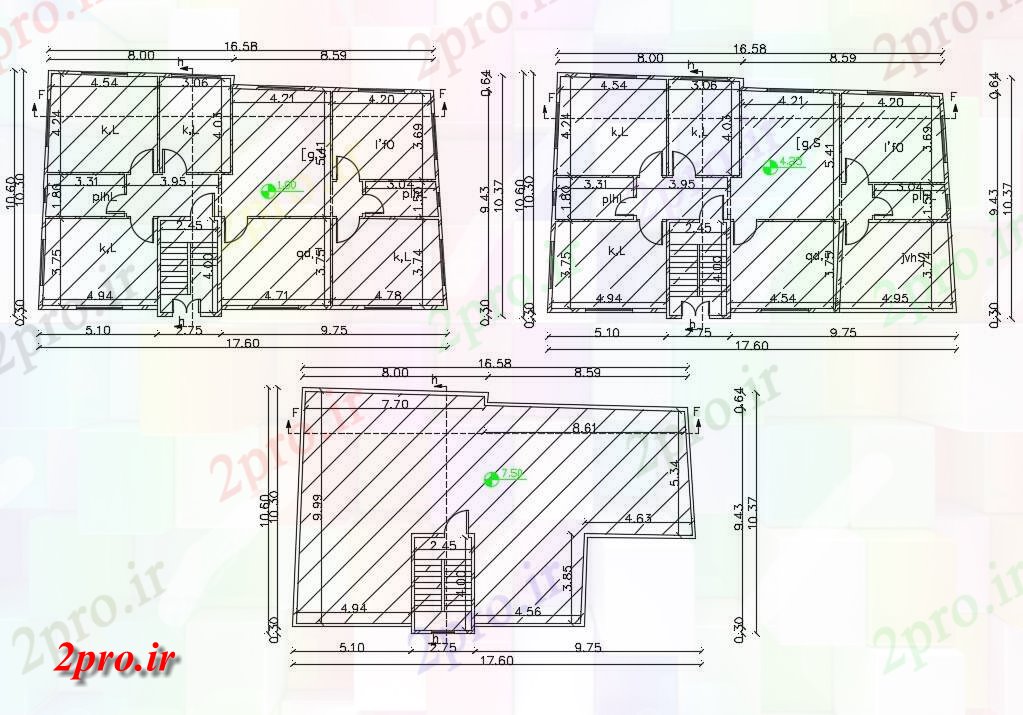 دانلود نقشه مسکونی ، ویلایی ، آپارتمان X 54 'حجم توطئه 4 BHK خانه طرحی نشیمن 10 در 17 متر (کد157305)