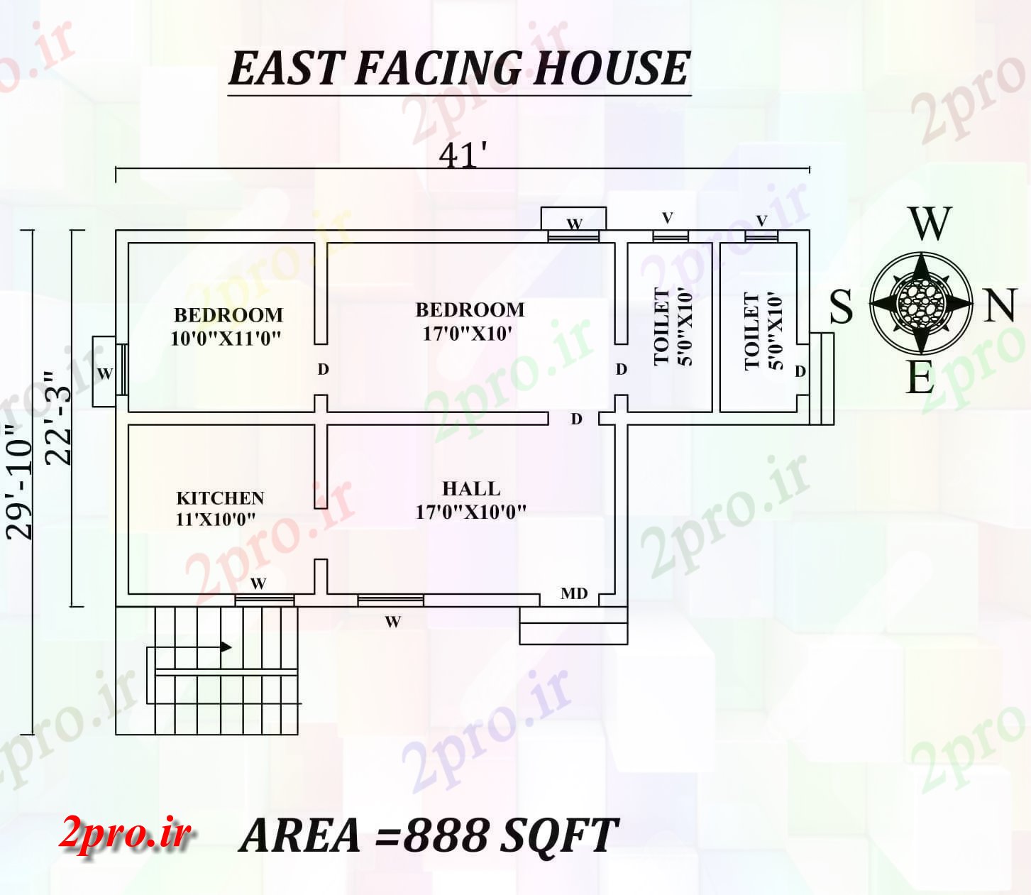 دانلود نقشه مسکونی ، ویلایی ، آپارتمان X29'10 2bhk شرق مواجه خانه طرحی به عنوان در هر Vastu را Shastra و جزئیات پی دی اف 6 در 12 متر (کد157322)