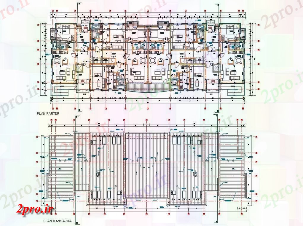 دانلود نقشه مسکونی  ، ویلایی ، آپارتمان  BHK آپارتمان   مبلمان طرح (کد157338)