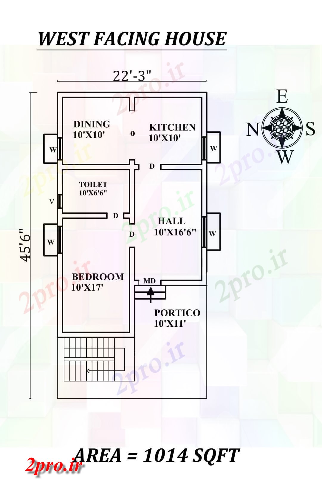 دانلود نقشه مسکونی ، ویلایی ، آپارتمان 3 x45'6 تنها BHK غرب مواجه خانه طرحی به عنوان در هر Vastu Shastra هستند، اتوکد و جزئیات پی دی اف 6 در 10 متر (کد157389)