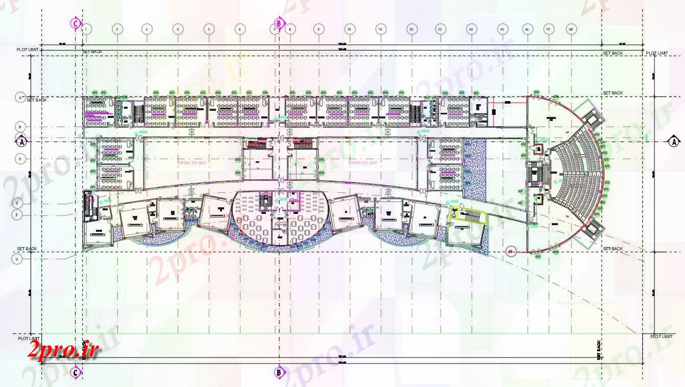 دانلود نقشه دانشگاه ، آموزشکده ، موسسه - پلان طبقه اول از طرحی دانشگاه ، آموزشکده نشیمن 38 در 127 متر (کد157441)