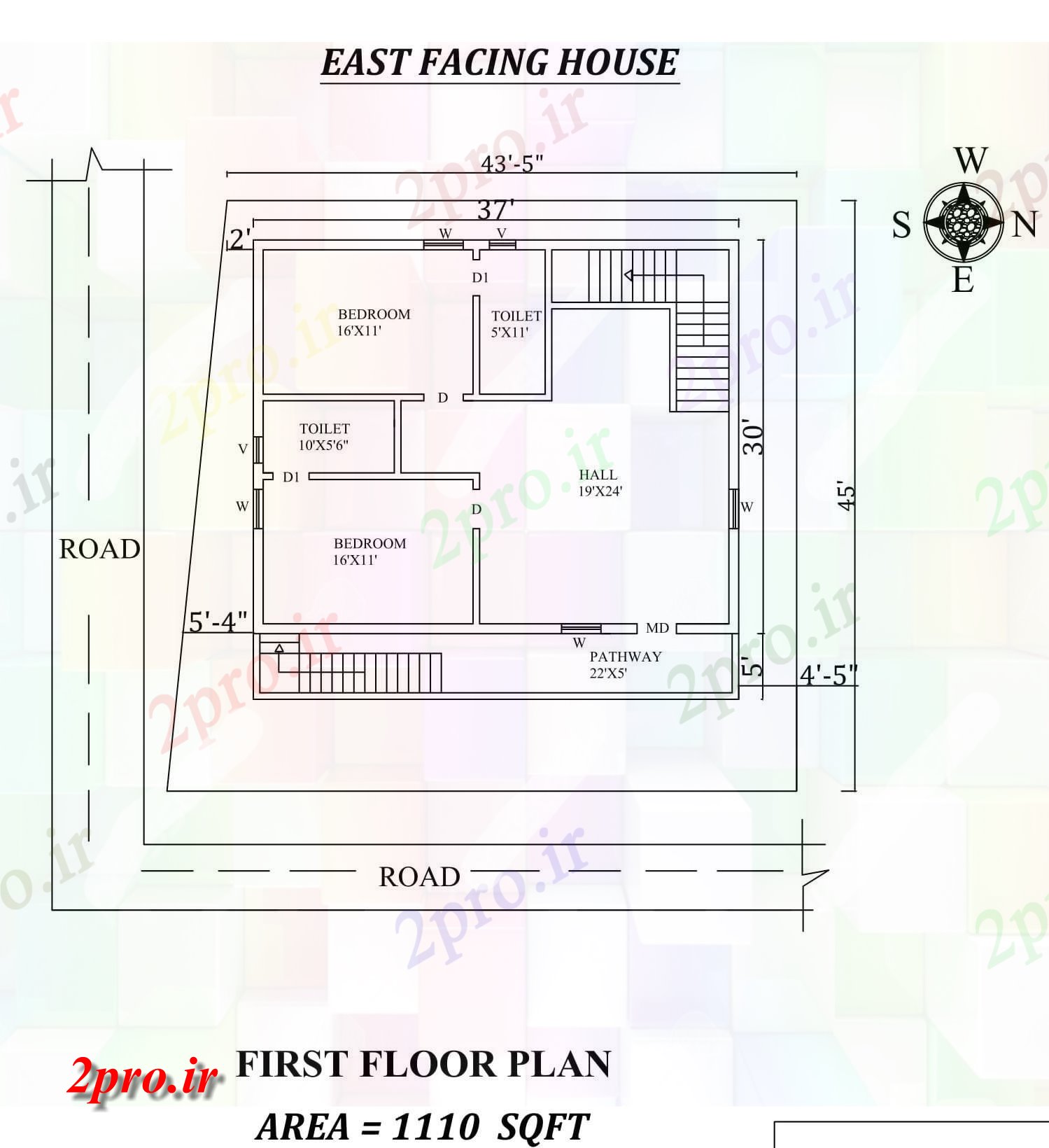 دانلود نقشه مسکونی ، ویلایی ، آپارتمان x30 شرق مواجه طبقه اول خانه طرحی به عنوان در هر Vastu Shastra هستند اتوکد و جزئیات پی دی اف 10 در 10 متر (کد157446)