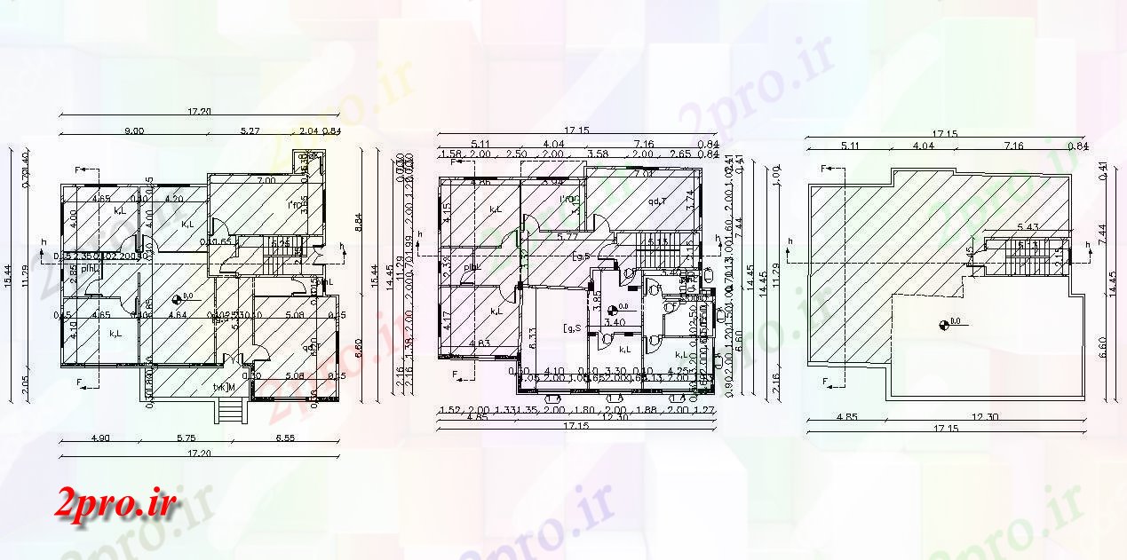 دانلود نقشه خانه های کوچک ، نگهبانی ، سازمانی - Bunglow خانه طبقه نشیمن 15 در 17 متر (کد157459)