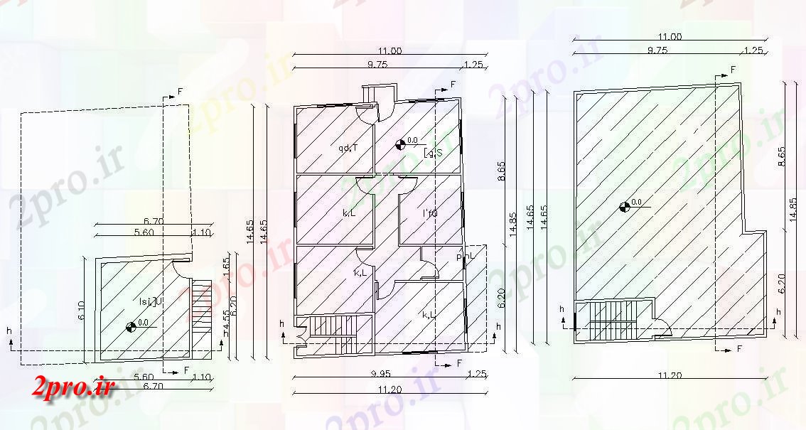 دانلود نقشه خانه های کوچک ، نگهبانی ، سازمانی - مسکونی خانه طرحی طبقه 11 در 14 متر (کد157464)