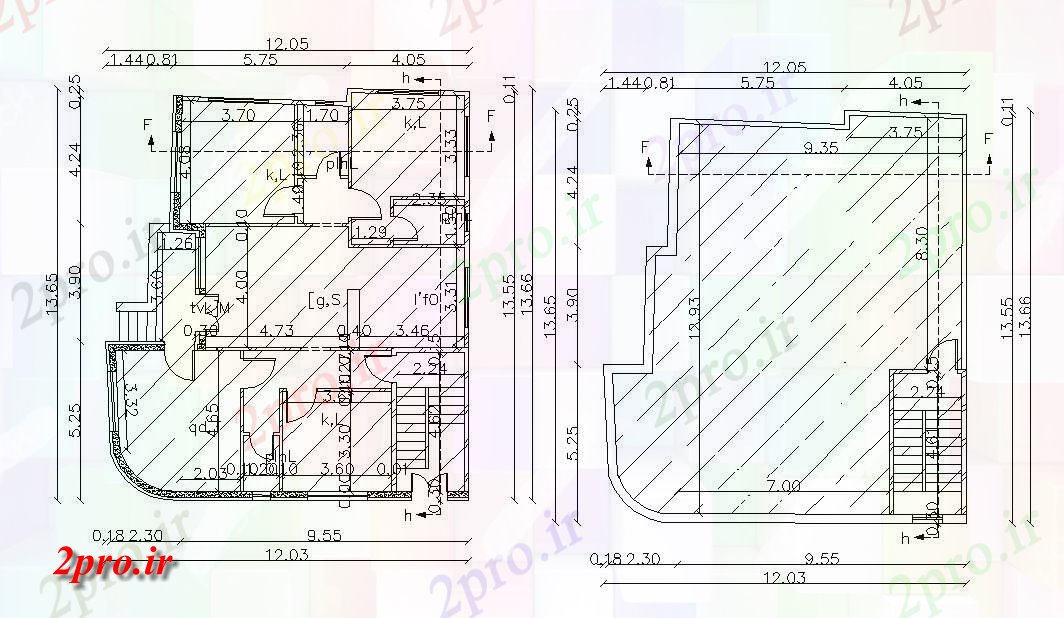 دانلود نقشه خانه های کوچک ، نگهبانی ، سازمانی - X 1365 متر مسکونی خانه 12 در 13 متر (کد157467)