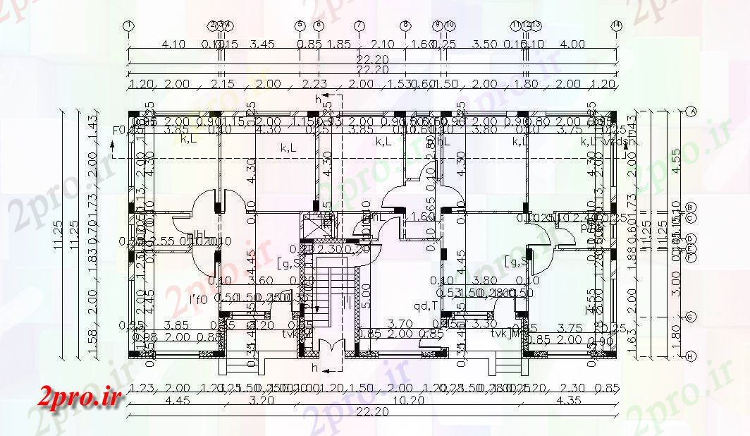 دانلود نقشه خانه های کوچک ، نگهبانی ، سازمانی - X 1125 متر مسکونی خانه طرحی 11 در 22 متر (کد157472)