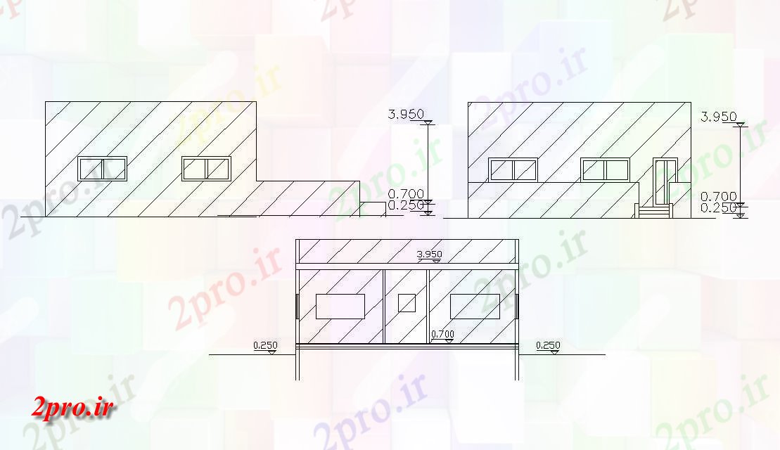 دانلود نقشه خانه های کوچک ، نگهبانی ، سازمانی - خانه مسکونی نمای (کد157473)