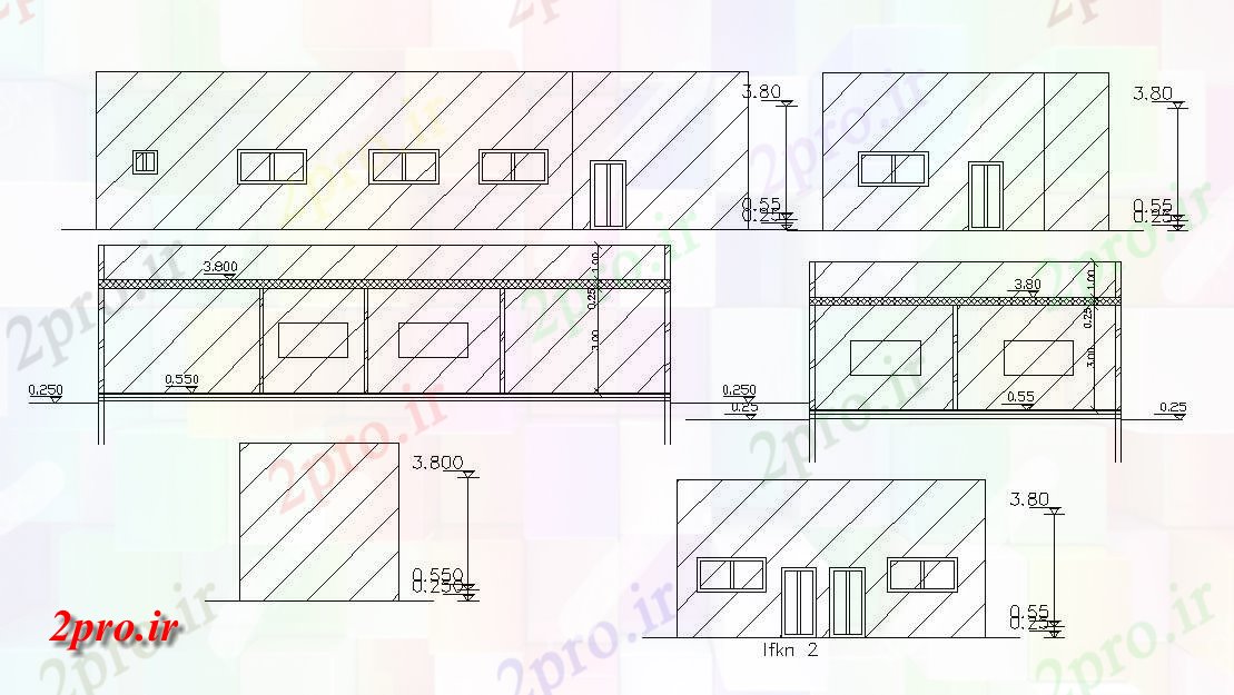 دانلود نقشه خانه های کوچک ، نگهبانی ، سازمانی - خانه مسکونی نما و بخش طرحی  (کد157475)