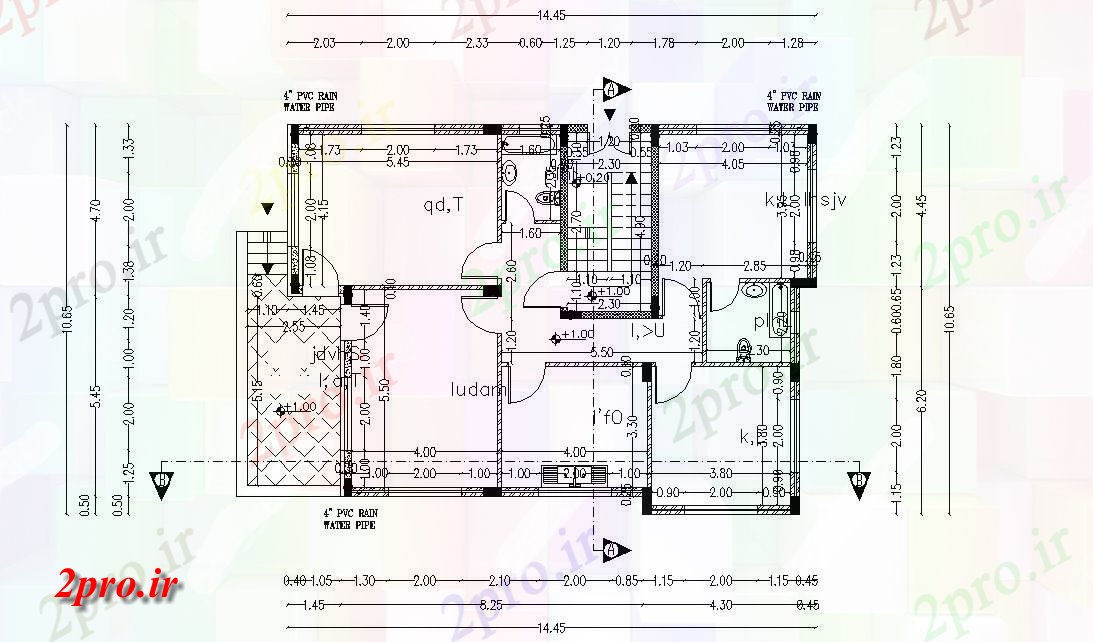 دانلود نقشه خانه های کوچک ، نگهبانی ، سازمانی - X 1065 متر کار ویلایی طراحی 10 در 14 متر (کد157479)