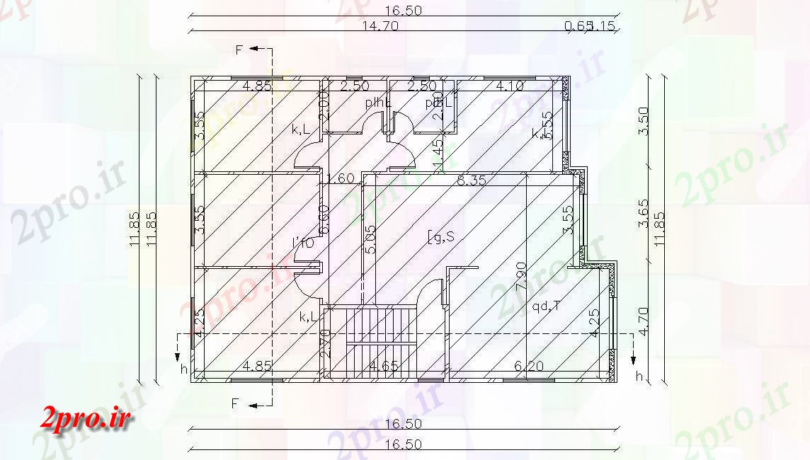 دانلود نقشه خانه های کوچک ، نگهبانی ، سازمانی - X 1185 متر ویلایی طرحی 11 در 16 متر (کد157486)