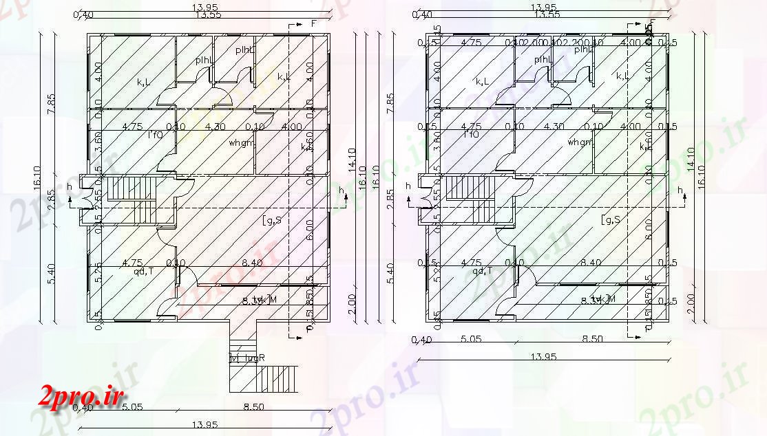 دانلود نقشه خانه های کوچک ، نگهبانی ، سازمانی - X 1610 ویلایی 13 در 16 متر (کد157498)