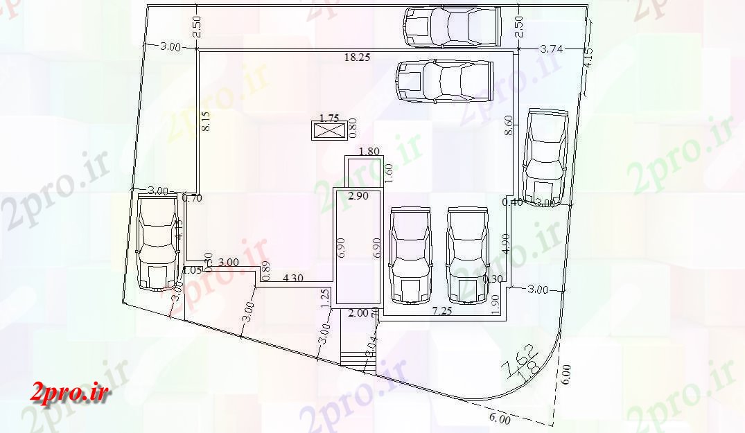 دانلود نقشه ساختمان اداری - تجاری - صنعتی پارکینگ مسکونی طرحی 24 در 25 متر (کد157504)