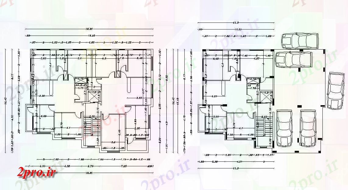 دانلود نقشه خانه های کوچک ، نگهبانی ، سازمانی - X 1543 متر ویلایی 15 در 19 متر (کد157506)