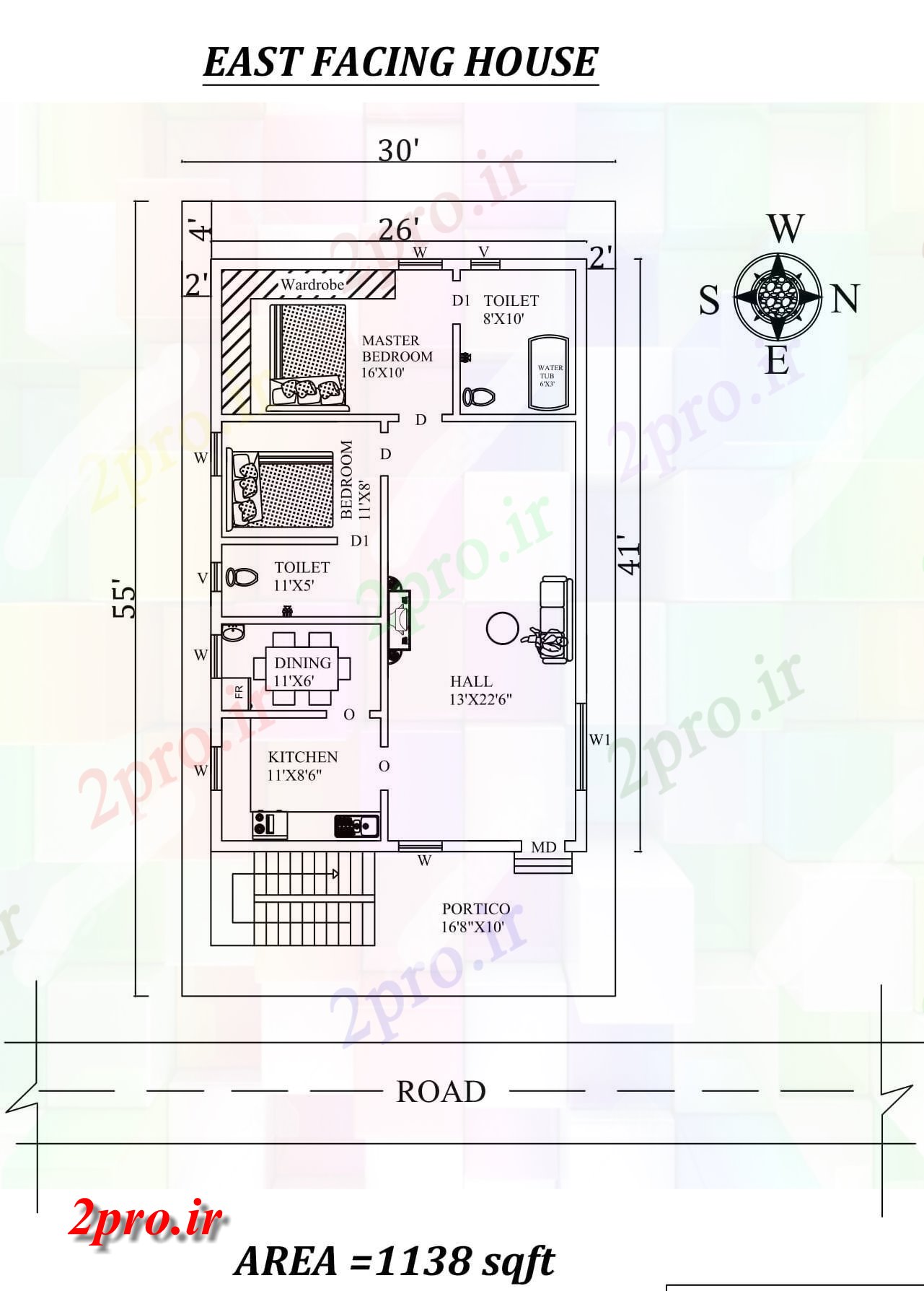 دانلود نقشه مسکونی ، ویلایی ، آپارتمان X41، کامل 2bhk مبله شرق مواجه خانه طراحی به عنوان پستها در طول Vastu Shastra هستند، اتوکد و جزئیات پی دی اف 7 در 12 متر (کد157517)