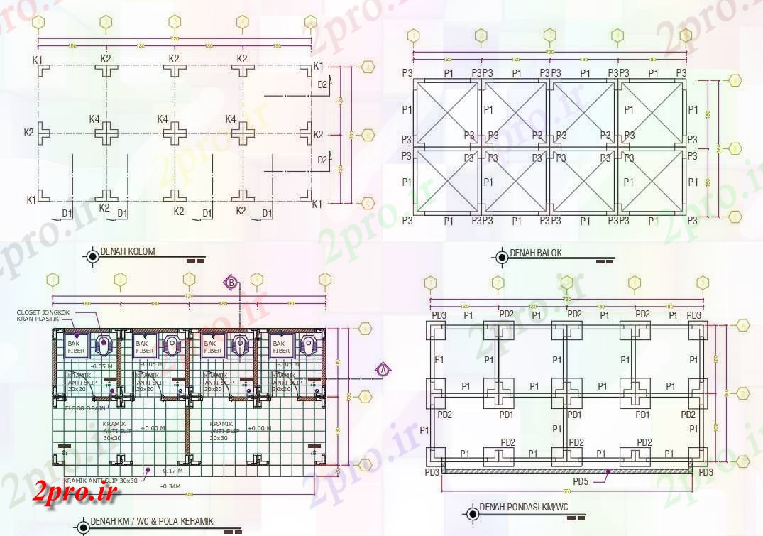 دانلود نقشه بلوک حمام و توالتتوالت عمومی طرحی کار (کد157529)