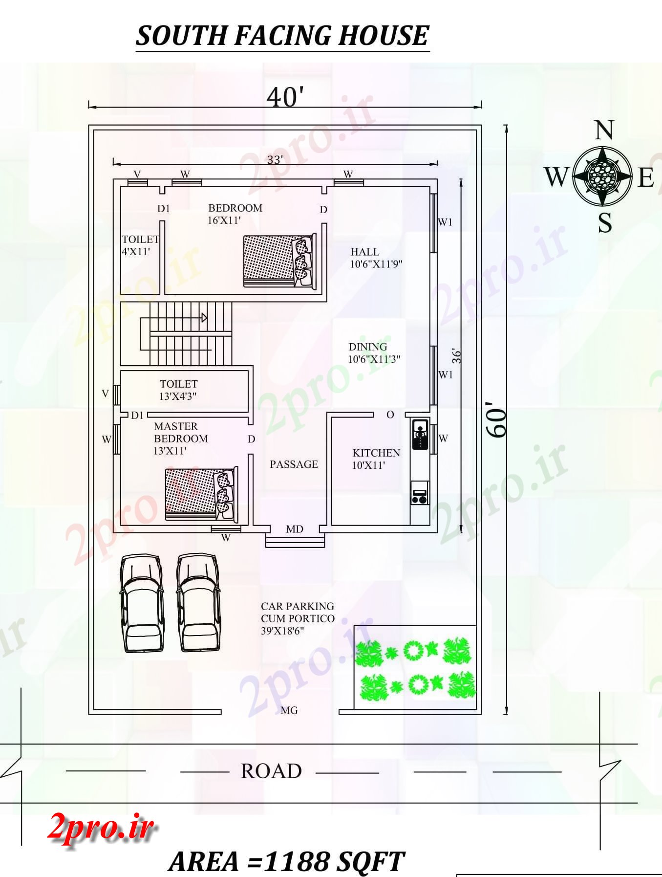 دانلود نقشه مسکونی ، ویلایی ، آپارتمان X36، 2bhk عالی جنوبی مواجه خانه طرحی به عنوان در هر Vastu Shastra هستند اتوکد و پی دی اف details و جزئیات پی دی اف 9 در 10 متر (کد157540)