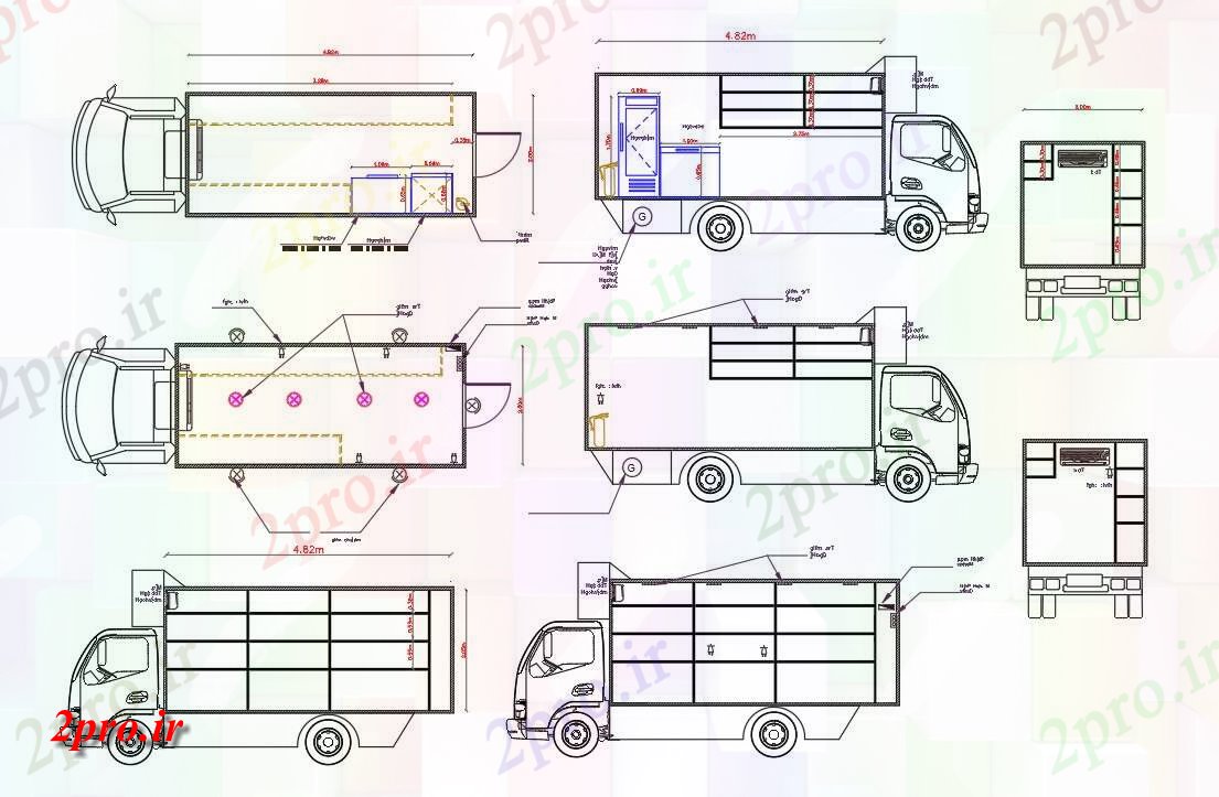 دانلود نقشه بلوک وسایل نقلیه بلوک خودرو از بستنی ون طراحی (کد157543)