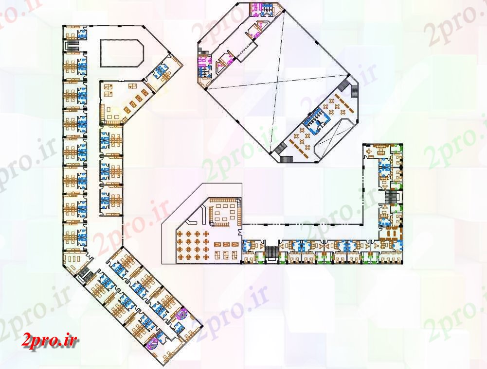 دانلود نقشه هتل - رستوران - اقامتگاه طرحی هتل اتاق های خواب طبقه نشیمن 42 در 121 متر (کد157581)