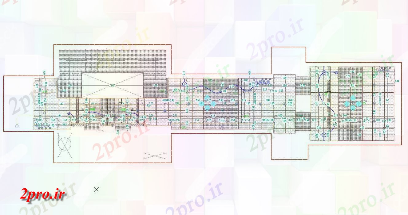 دانلود نقشه هایپر مارکت - مرکز خرید - فروشگاه طرحی معماری مرکز خرید طبقه نشیمن 8 در 24 متر (کد157587)
