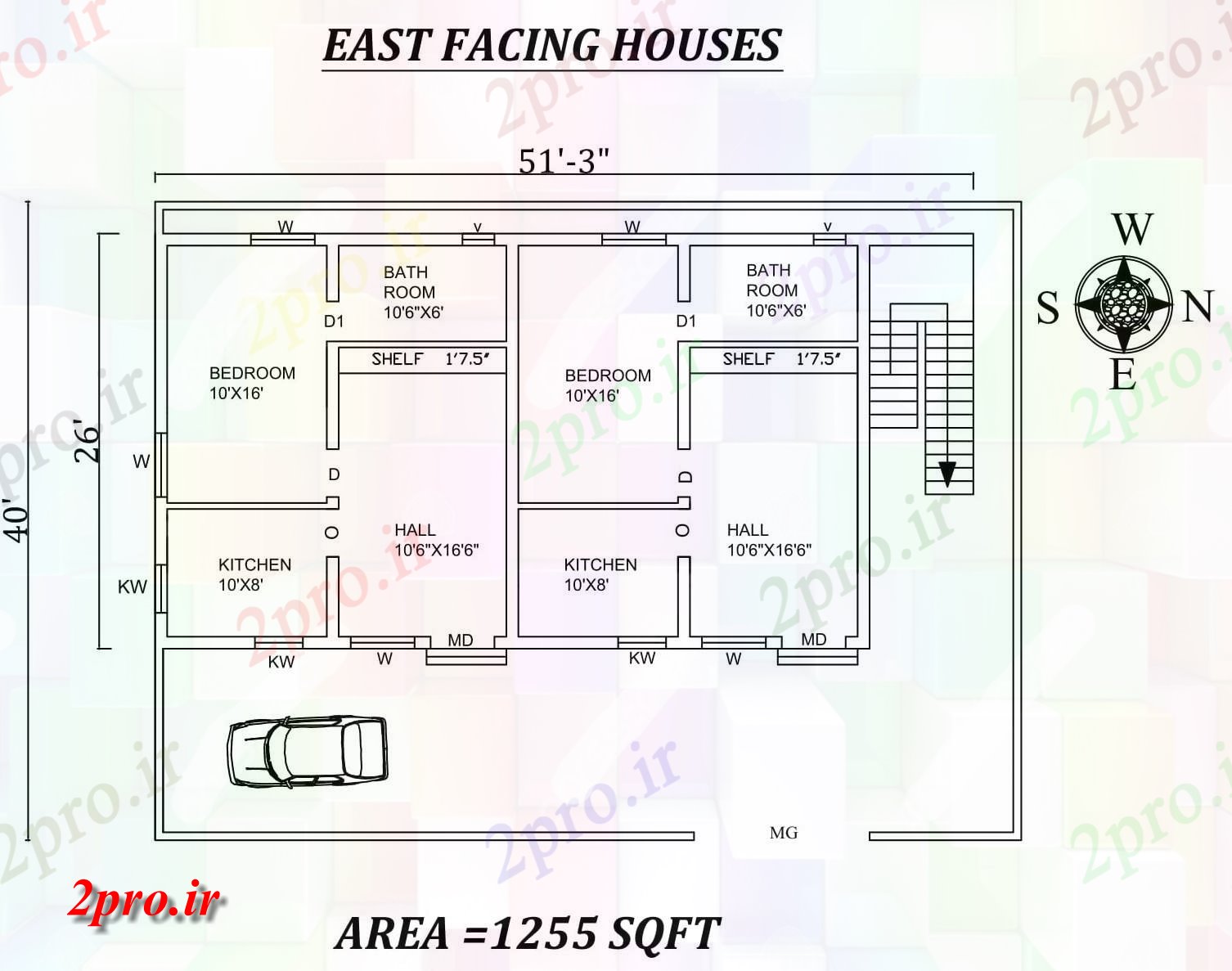 دانلود نقشه مسکونی ، ویلایی ، آپارتمان 3 X40 تک BHK شرق رو دوگانه خانه طرحی به عنوان در هر Vastu را Shastra و جزئیات پی دی اف 7 در 13 متر (کد157588)